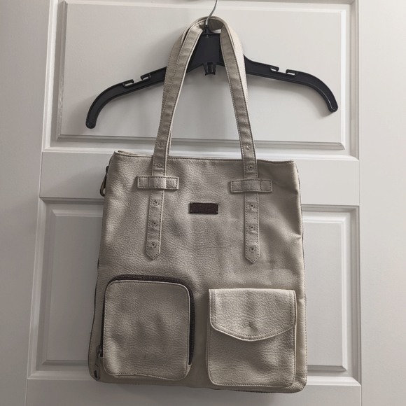 Matt & Nat Expandable Cream Tote Satchel - Picture 1 of 10
